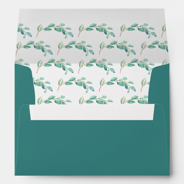 Fancy eucoliptus branch and modern calligraphy envelope (Back (Bottom))