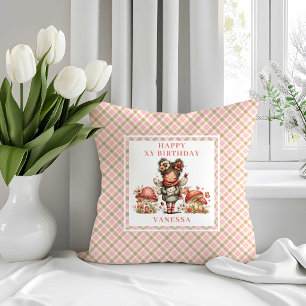 Fancy Fairy Pink Flowers Girl Birthday Throw   Pillow