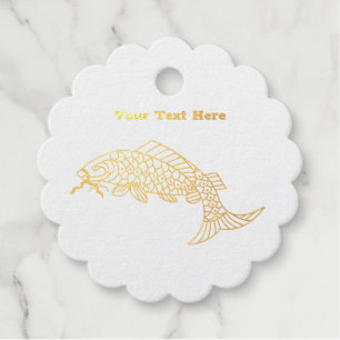 Fancy Fantasy Fish Ornate Scales Gold Foil Foil Favor Tags