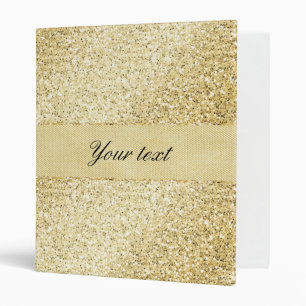 Fancy Faux Gold Glitter Personalized 3 Ring Binder