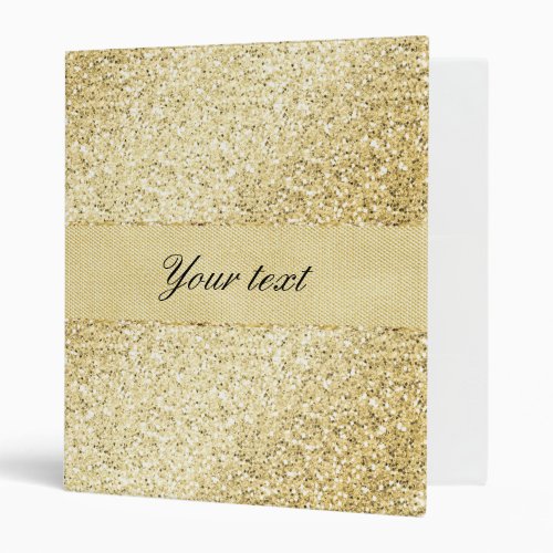 Fancy Faux Gold Glitter Personalized 3 Ring Binder