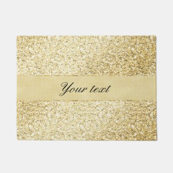 Fancy Faux Gold Glitter Personalized Doormat by glamgoodies at Zazzle