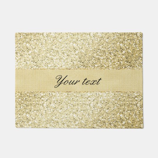 Fancy Faux Gold Glitter Personalized Doormat Zazzle Com