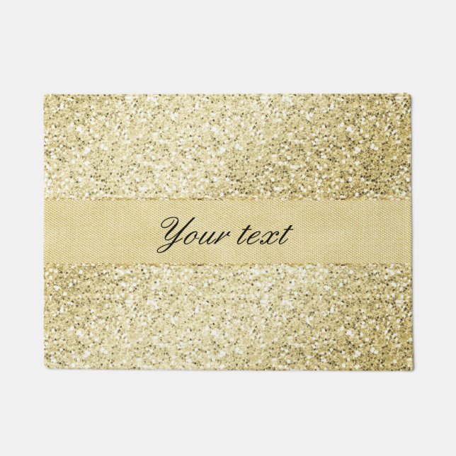 Fancy Faux Gold Glitter Personalized Doormat (Front)