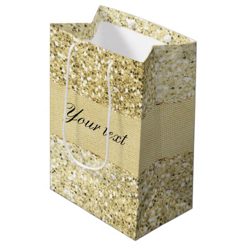 Fancy Faux Gold Glitter Personalized Medium Gift Bag