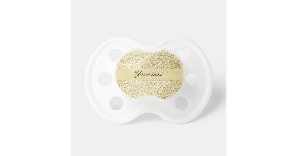 Fancy Faux Gold Glitter Personalized Pacifier | Zazzle