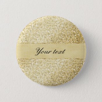 Fancy Faux Gold Glitter Personalized Pinback Button by glamgoodies at Zazzle