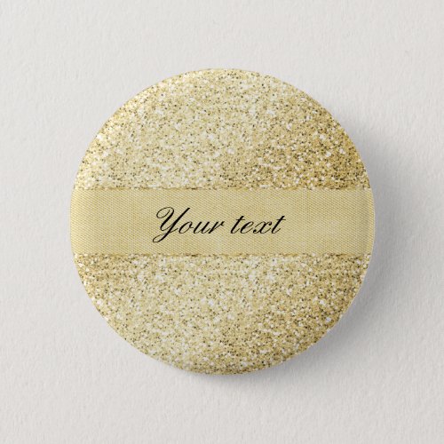 Fancy Faux Gold Glitter Personalized Pinback Button