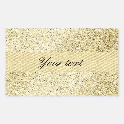 Fancy Faux Gold Glitter Personalized Rectangular Sticker