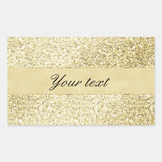 Fancy Faux Gold Glitter Personalized Rectangular Sticker (Front)
