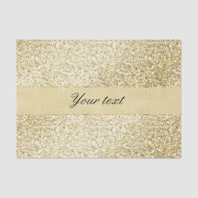 Fancy Faux Gold Glitter Personalized Tissue Paper (Front)