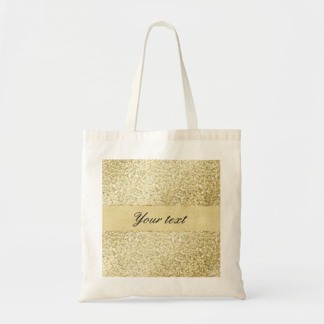 Fancy Faux Gold Glitter Personalized Tote Bag (Front)