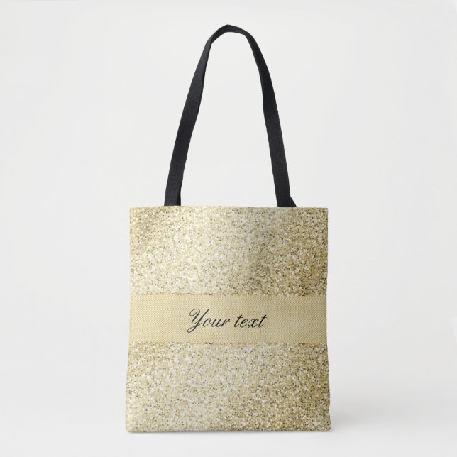 Fancy Faux Gold Glitter Personalized Tote Bag (Front)