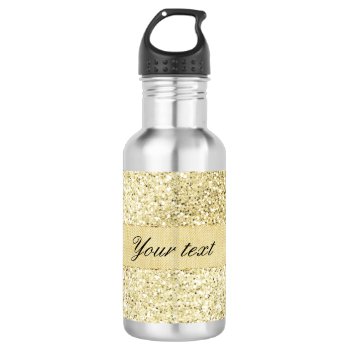 Fancy Faux Gold Glitter Personalized Water Bottle by glamgoodies at Zazzle