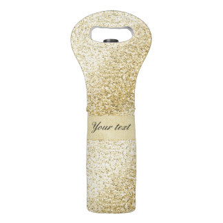 Fancy Faux Gold Glitter Personalized Wine Bag
