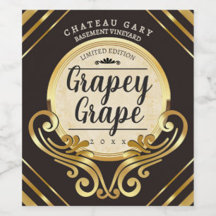 Fancy faux gold vintner homemade winemaking wine label