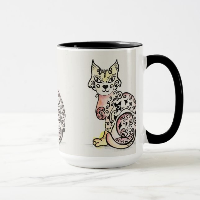 Fancy Feline design on a mug (Right)