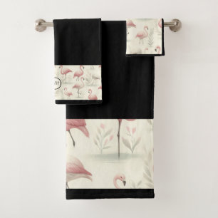 Fancy Flamingo (customizable) Bath Towel Set