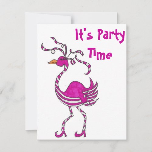 Fancy Flamingo Party Time Invitation