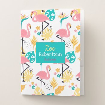 Fancy Flamingo Pocket Folder by modernmaryella at Zazzle