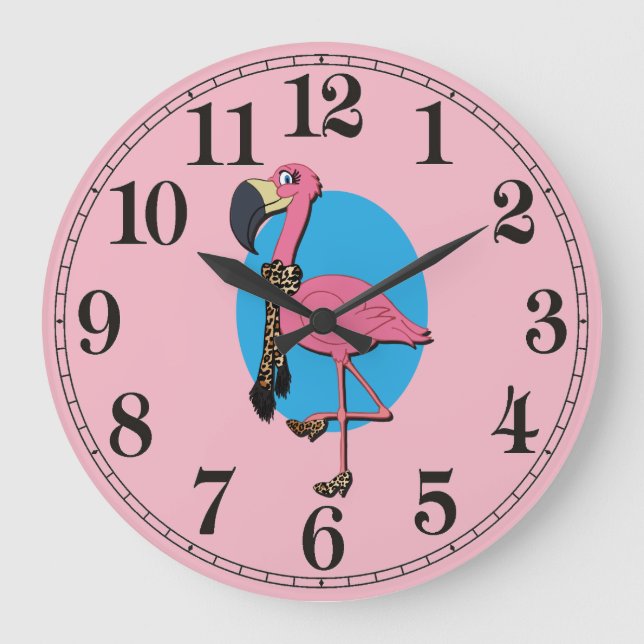 Fancy Flamingo Round (Large) Wall Clock (Front)