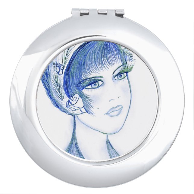 Fancy Flapper in Blue Vanity Mirror (Front)