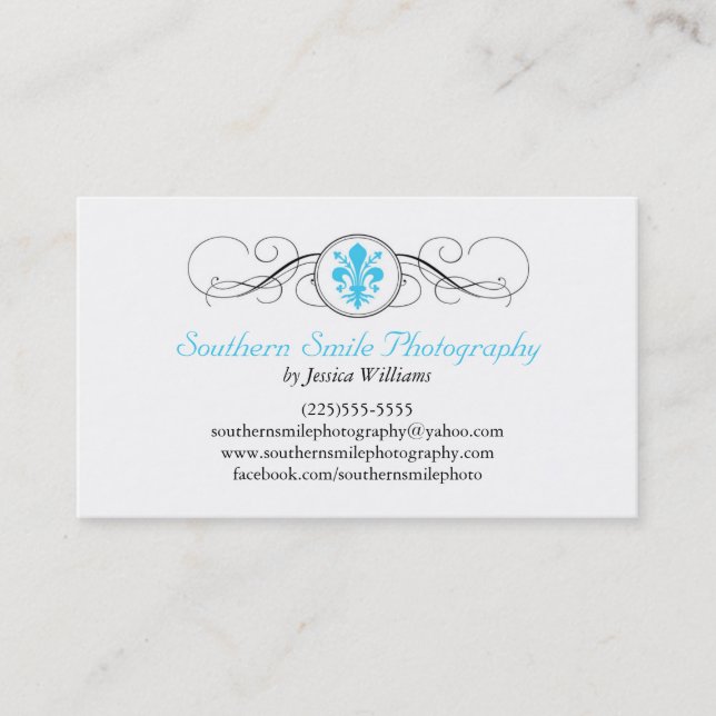 Fancy Fleur de Lis Business Card (Front)