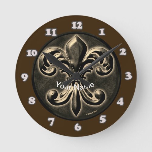 Fancy Fleur De Lis custom name  Clock