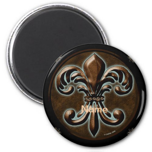 Fancy Fleur De Lis custom name magnet