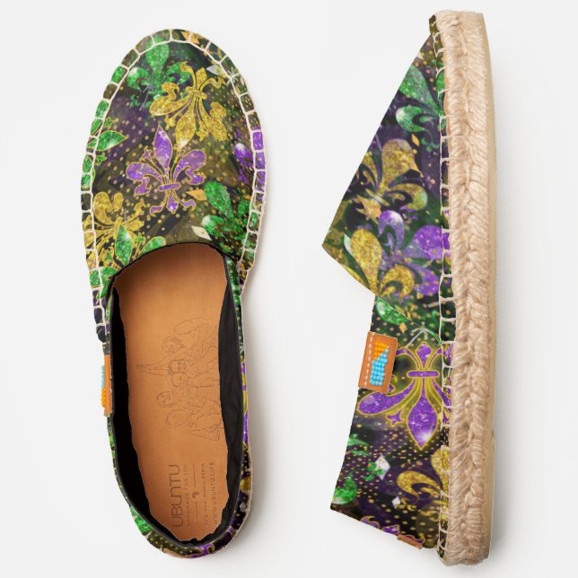 Fancy Fleur de Lis Mardi Gras throws Espadrilles (Side)
