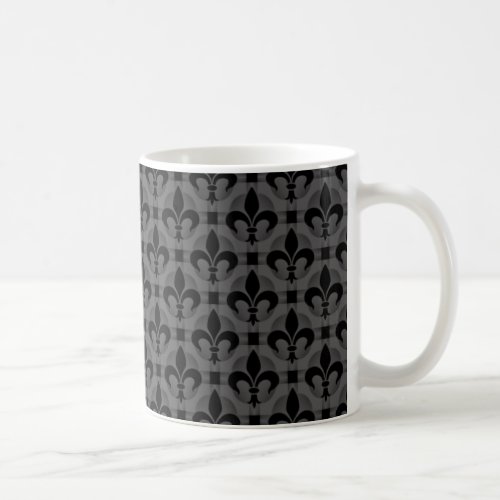 Fancy Fleur de lis Mug Dark Gray Coffee Mug