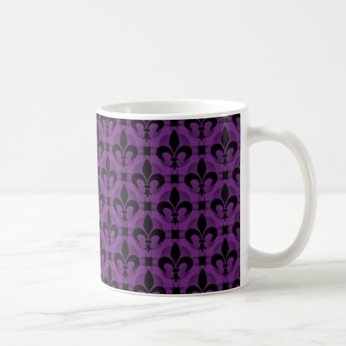 Fancy Fleur de lis Mug Plum Purple Coffee Mug