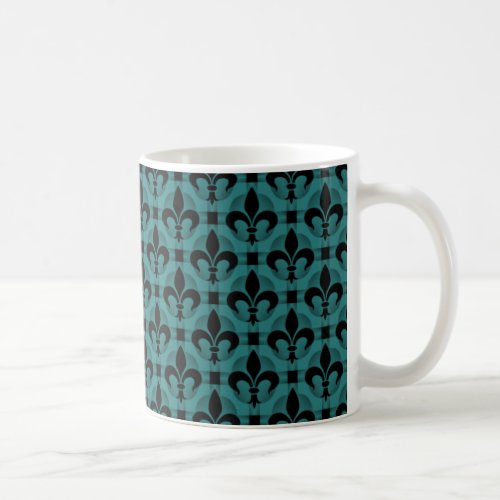 Fancy Fleur de lis Mug Teal Coffee Mug