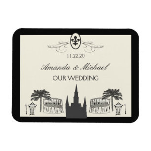 Fancy Fleur de Lis New Orleans Scene Magnet