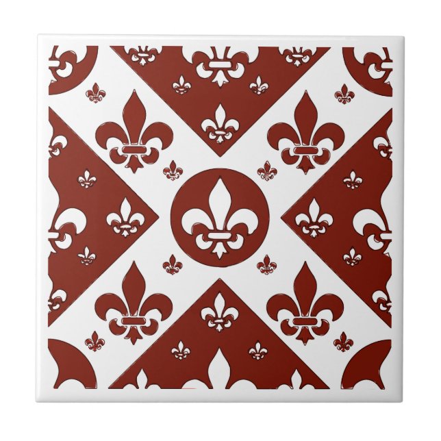 Fancy Fleur De Lis Tan Ceramic Tile (Front)