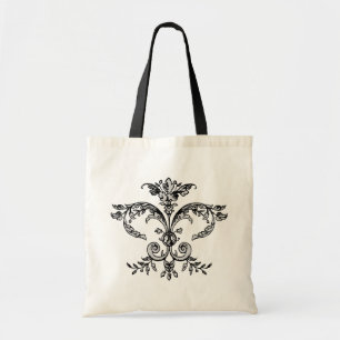 Fancy Fleurish BW Tote Bag