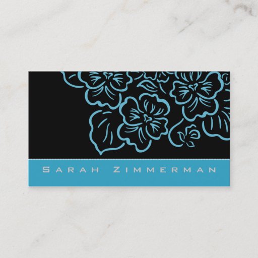 Customizable Fancy Floral Aqua Business Card