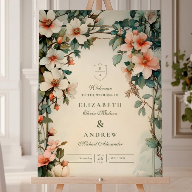 Fancy Floral Art Nouveau Wedding Foam Board (Creator Uploaded)