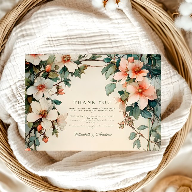 Fancy Floral Art Nouveau Wedding Thank You Card (Creator Uploaded)