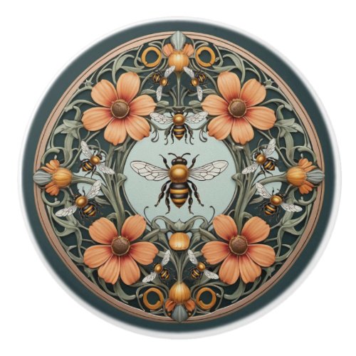 Fancy Floral Bee_utiful Bee  Ceramic Knob