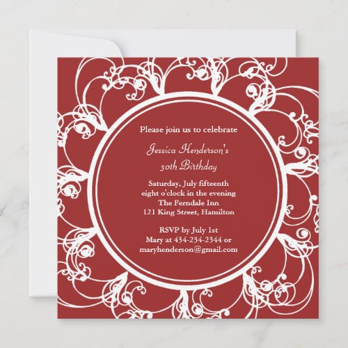 Fancy Floral Birthday Invite (red)