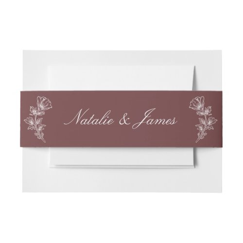 Fancy Floral Burgundy Old Money Retro Wedding Invitation Belly Band