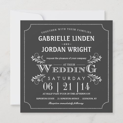 Fancy Floral Chalkboard Wedding Invitations