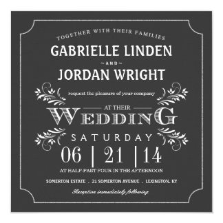 Fancy Floral Chalkboard Wedding Invitations