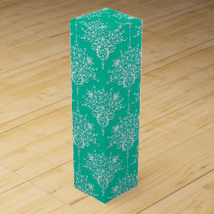 Fancy Floral Damask Mint Blue Green Wine Gift Box