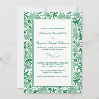 Fancy Floral Emerald Wedding Invitation