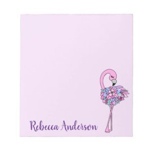Fancy Floral Flamingo Notepad