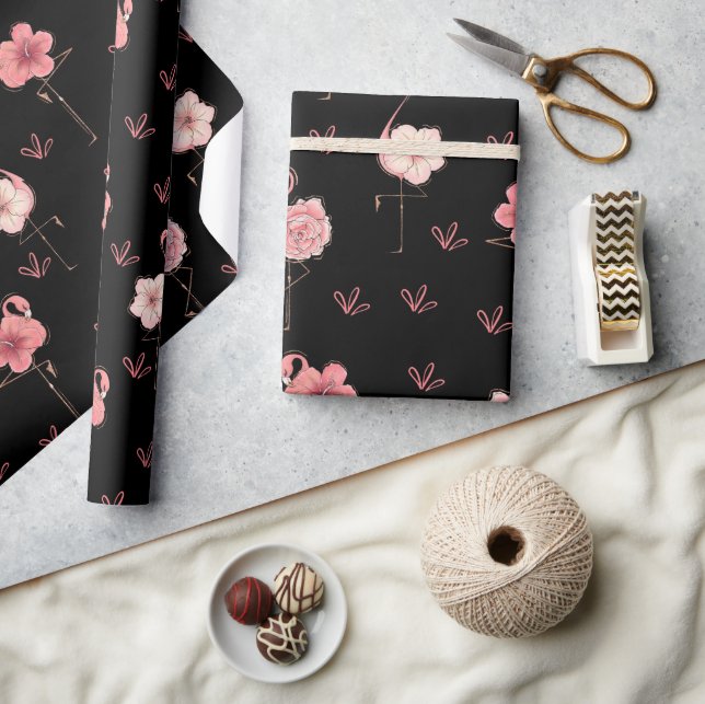 Fancy Floral Flamingos Wrapping Paper (Crafts)