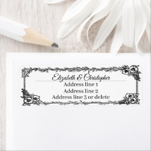 Fancy Floral Frame Custom Name Return Address Label