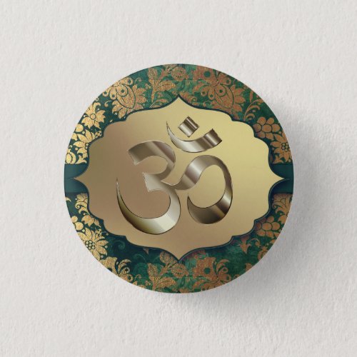 Fancy Floral Gold Om   Button